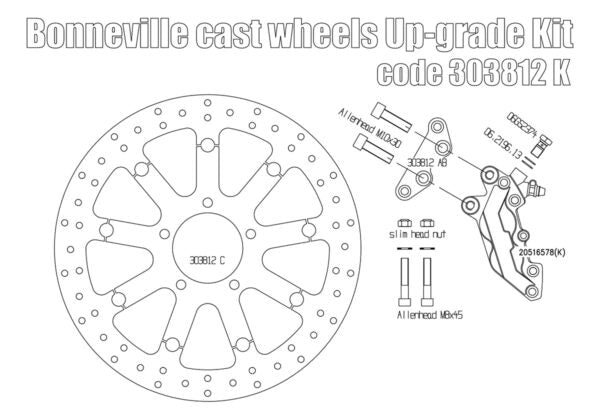 KIT FRENAGE AVANT 4 PISTONS POUR TRIUMPH BONNEVILLE/SE CODE 303812 KIT