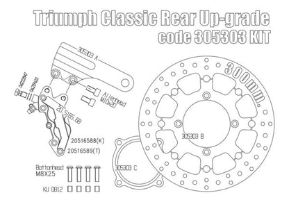 KIT FREIN ARRIÈRE BREMBO 4 PISTONS POUR TRIUMPH CLASSICCODE 305303 KIT