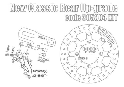 KIT FREIN ARRIERE BREMBO 4 PISTONS POUR TRIUMPH STREET TWIN & STREET CUP