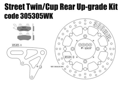 TRIUMPH STREET TWIN & STREET CUP – KIT DISQUE DE FREIN ARRIÈRE FLOTTANT ET PLAQUETTES CODE 305305WK